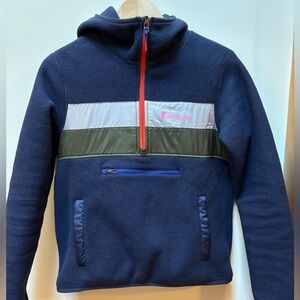 Cotopaxi Fleece navy colour block half zip hoodie